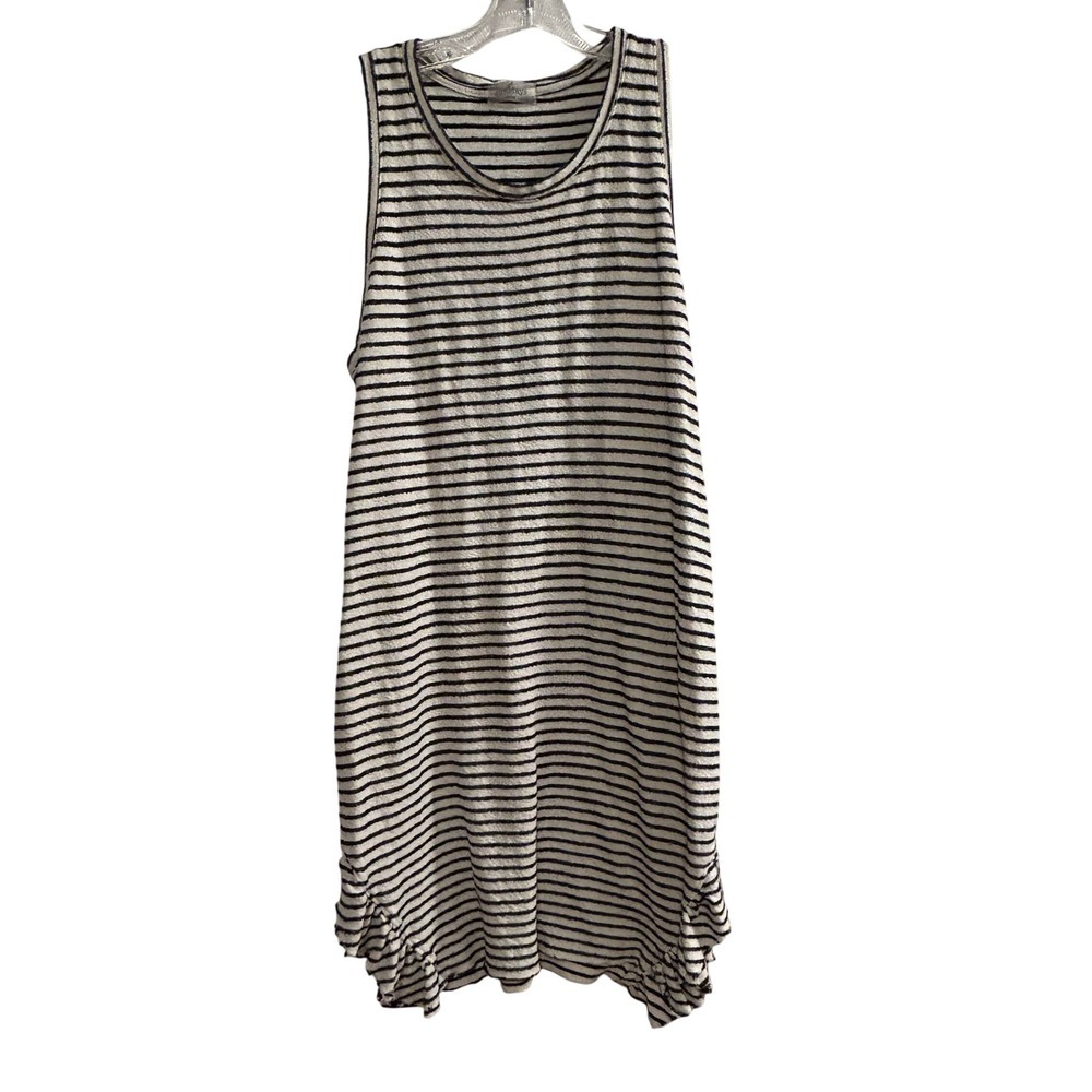 Sundays Three Striped Tank Dress Ruffle Hem Casual‎ Women's Size Medium
